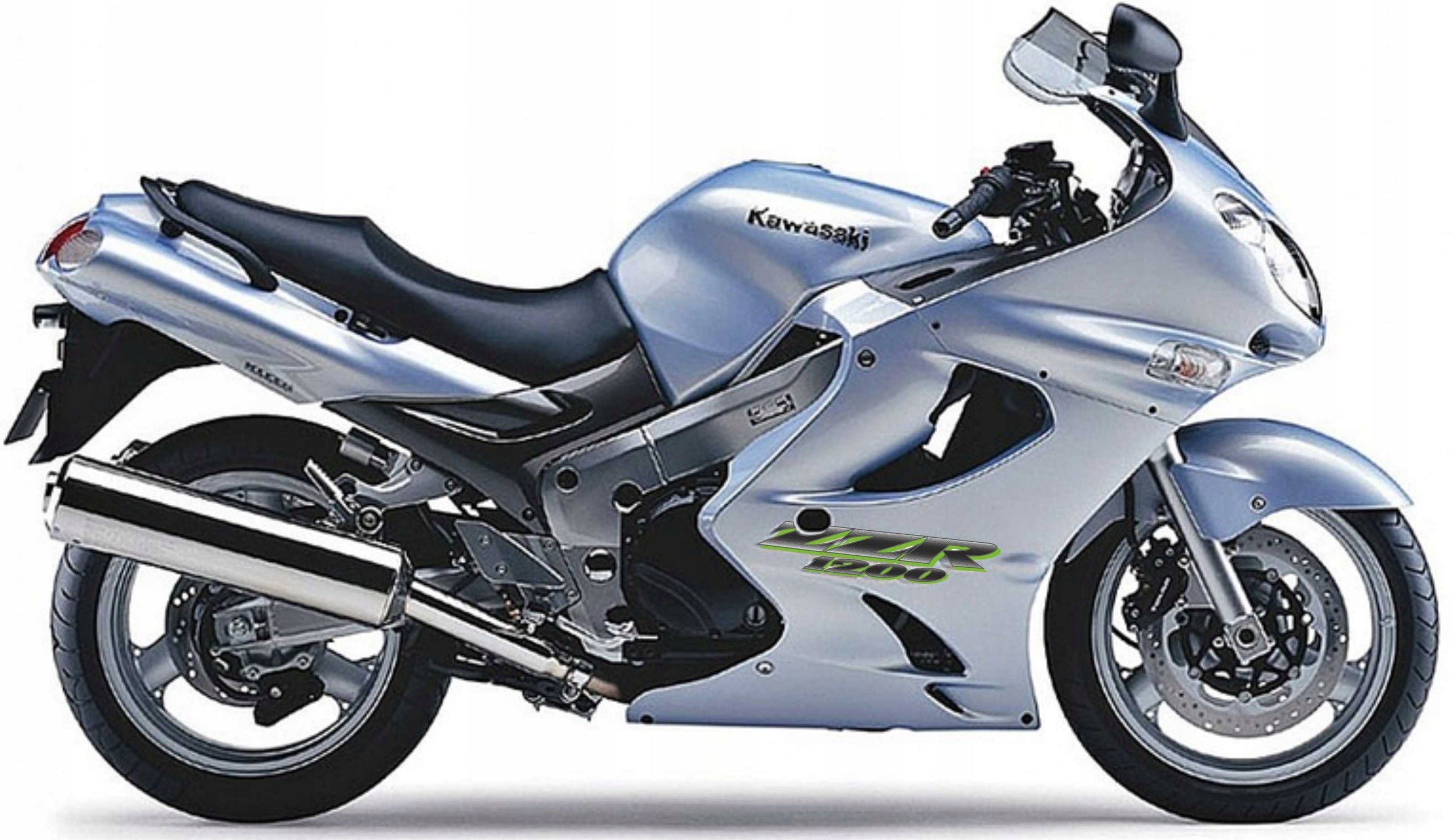 NAKLEJKI NA MOTOCYKL JUULA DO KAWASAKI ZZR 1200 2003-2004 SREBRNO-ZIELONY
