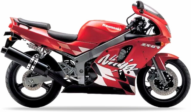 Kawasaki ZX 6R 1997 Czerwony A5 bike stickers set grafiche adesivi custom juula motocolors