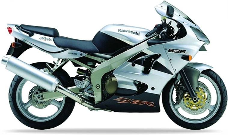 Kawasaki ZX 6R 2002 Srebrny F2 stickers decals matrica restoration juula motocolors