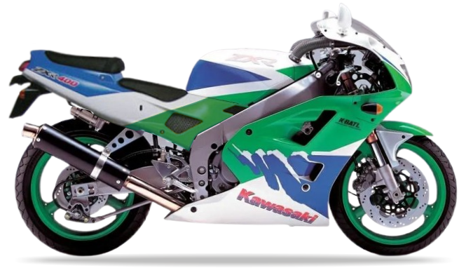 Kawasaki Zxr 400 1993 Bialy Zielony Niebieski 36 vinyl decals juula motocolors