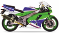 Kawasaki Zxr 750 1993 Zielony Bialy Niebieski replica decals set aufkleber fuel tank juula motocolors