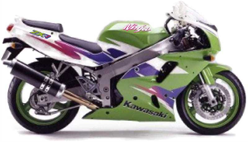 Kawasaki Zxr 750 1995 Zielony Bialy Niebieski Usa vinyl decals adesivi racebike juula motocolors