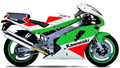 Kawasaki Zxr 750 R 1990 1992 Zielony Czerwony vinyl decals adesivi racebike juula motocolors