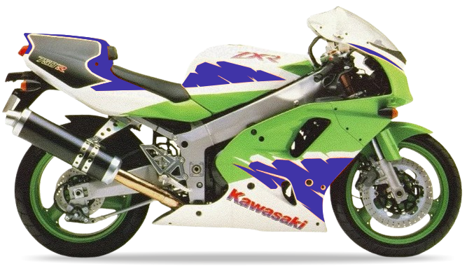 Kawasaki Zxr 750 R 1994 1995 Zielony Niebieski autocollants bodywork juula motocolors
