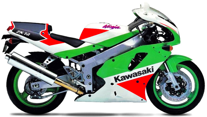 Kawasaki Zxr 750 R Usa 1990 1992 Zielony Czerwony motorcycle decals nalepky aftermarket juula motocolors