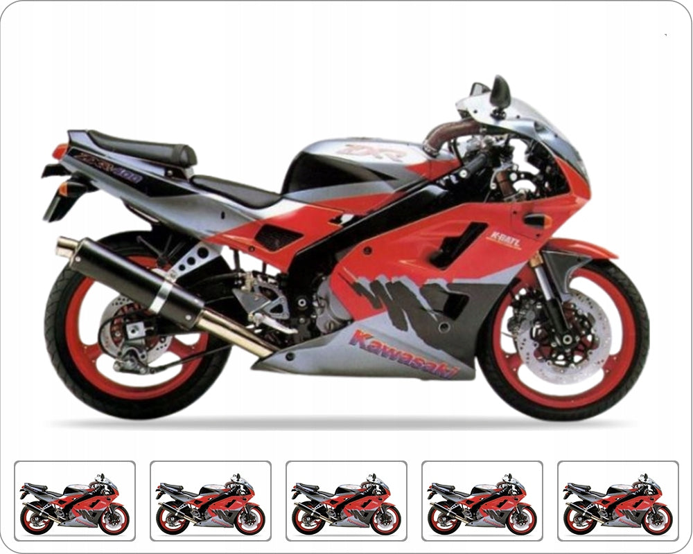 NAKLEJKI NA MOTOCYKL JUULA DO KAWASAKI ZXR 400 1993 HEBAN SREBRNY CZERWONY