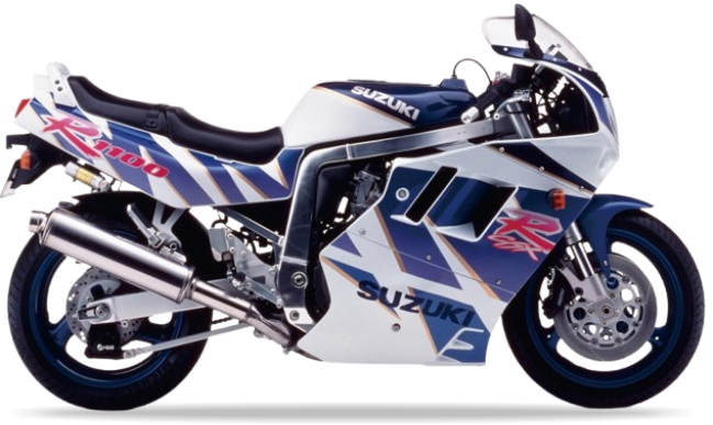 Suzuki Gsx R 1100 1992 L99 Niebieski Biały replica decals grafiche fuel tank juula motocolors