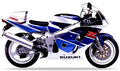 Suzuki Gsxr 750 1997 Niebieski Biały L99 replica decals grafiche fuel tank juula motocolors
