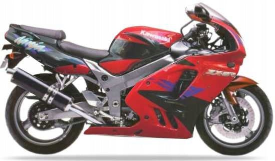 NAKLEJKI NA MOTOCYKL JUULA DO KAWASAKI ZX 9R 1996 CZERWONY B1 HEBANOWY H8
