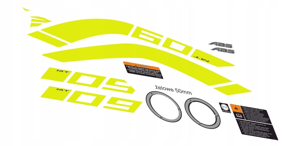 JUULA MOTORCYCLE STICKERS FOR YAMAHA MT-09 2018 GREY YELLOW FLUO 