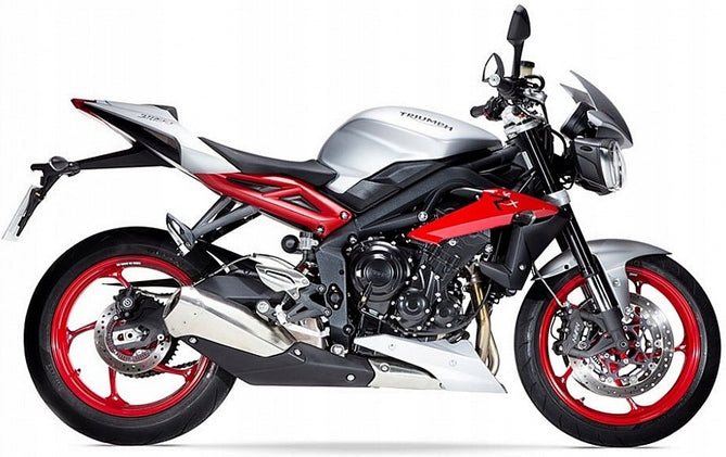 NAKLEJKI NA MOTOCYKL JUULA DO TRIUMPH STREET TRIPLE 675 RX 2015 MAT SREBRNY CZERWONY